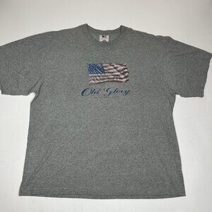 Vtg Tee Jays AMERICAN Flag Our Glory Patriotic Graphic Print Grey T-Shirt Sz L ?